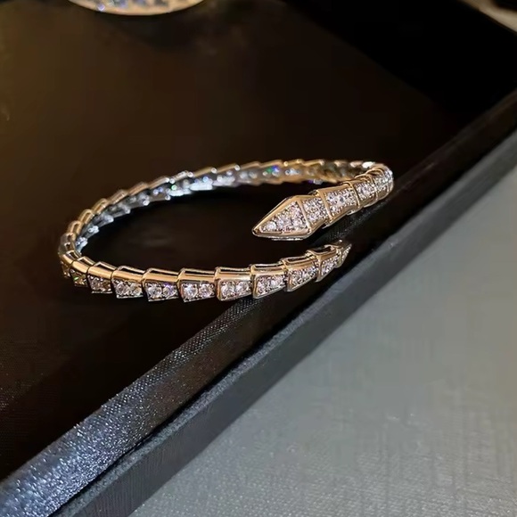 Serpenti Snake Crystal Silver Cuff Bracelet - Picture 4 of 5